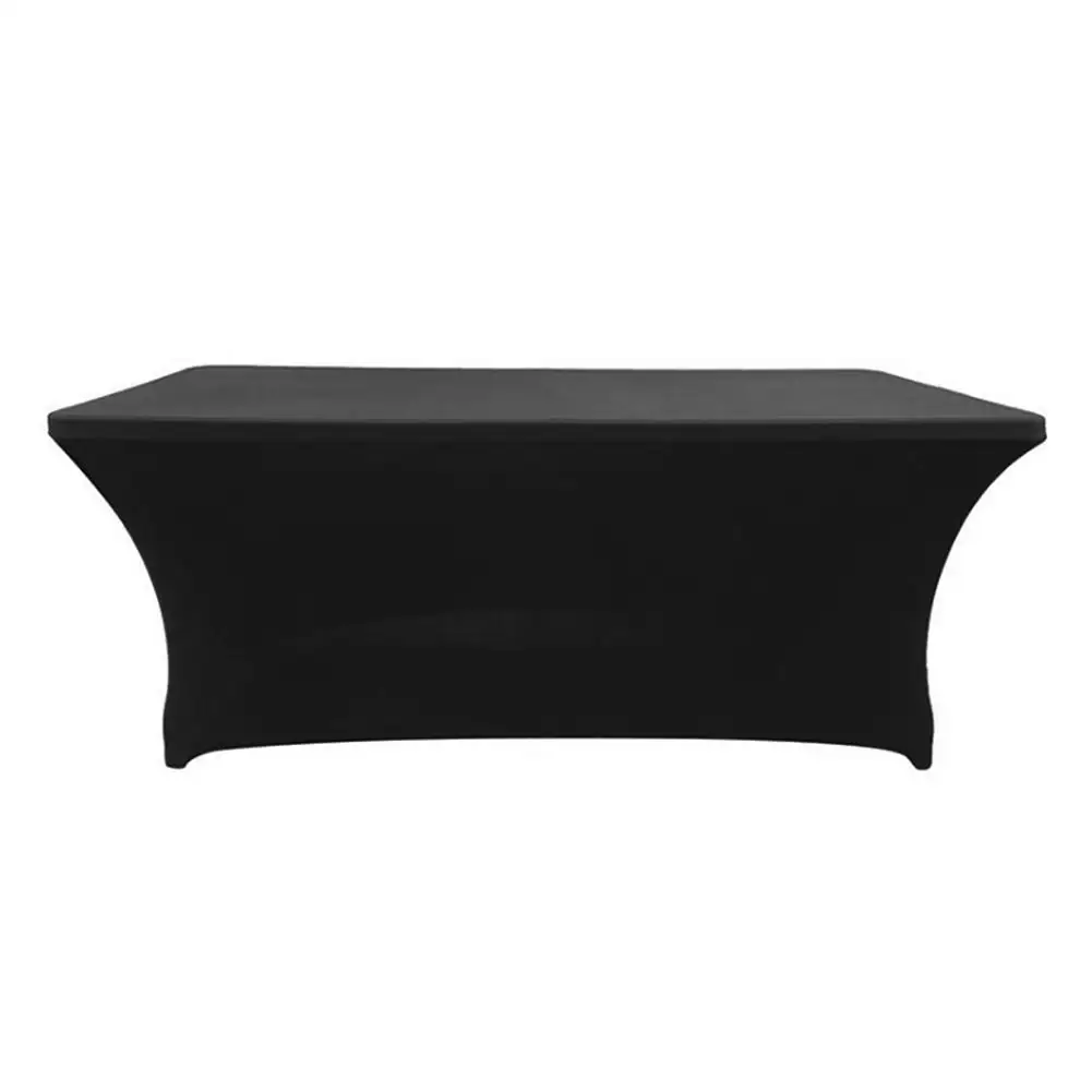 Stretch Spandex Rectangular Table Cloth 183x74x76cm Hunter Green Fitted Table Cover For Standard Folding Table Party Tablecloths - Цвет: Black