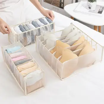 

Underwear Storage Box Compartmentalized Women'S Socks Artifact Cloth Art Put Panties Drawer Type Separated Household Compartment