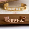 Stainless Steel Mantra Cuff Bangles Engraved Positive Inspirational Words Hollow out Alphabet Letter Bangle Femme Bijoux SL-171 6