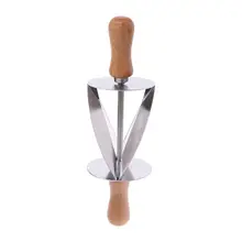 Рулонный резак из нержавеющей стали для изготовления Круассанов для хлеба, колесо для теста, деревянная ручка ножа для выпечки, кухонные инструменты для приготовления пищи