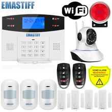 DHL Free Shipping!Spanish French English Russian Voice language 106 zone wireless and wired LCD GSM alarm system with intercom