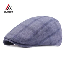 QIUBOSS, мужской, женский, хлопок, плед, берет газетчика, плюща, шляпа, повседневная, плоская, для вождения, гольф, таксистка, кепка s Art, молодежная Кепка, простая, вперед, шапка