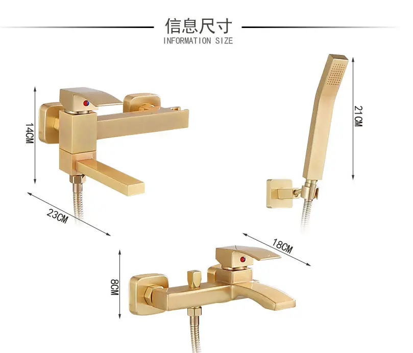 Все волочение медного провода Золото санлиан горячей и холодной воды Ванна сливной кран Золотой душ ванная комната черный Древний латунь