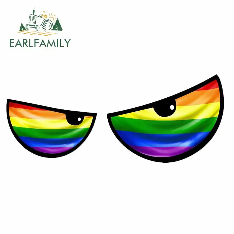 EARLFAMILY 13 см x 5 4 новая пара мультяшных злых глаз с ЛГБТ гей Прайд флаг для мотоцикла
