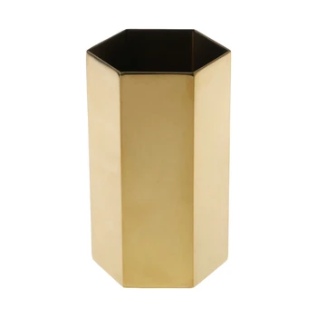 

Golden Hexagon Pen Pencil Pot Holder Container Organizer Vase Stationery Gift D08B