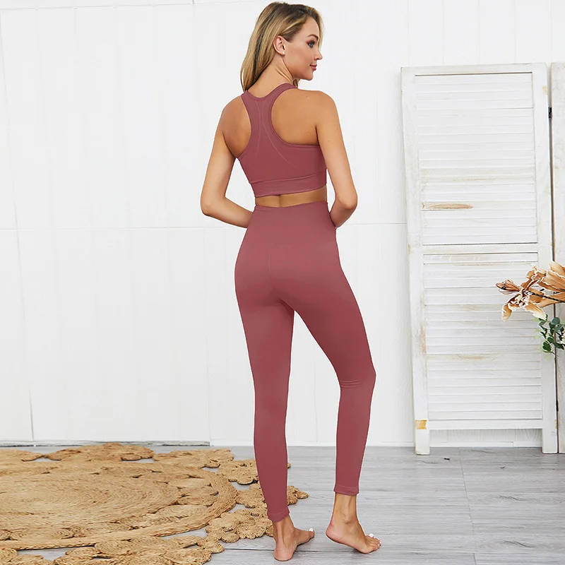 Women's workout clothes 2 Piece seamless Yoga Set outdoor Running Sportswear Women Gym Clothing Sports Bras and pants Sport Suit