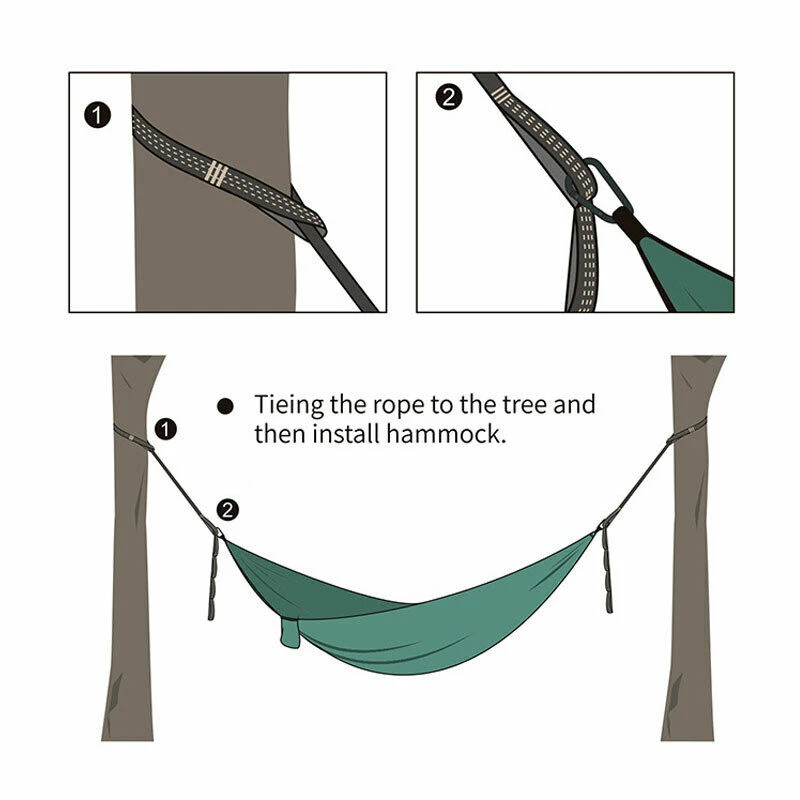 2Pcs Barbed Black Outdoor Camping Hammock Straps Hammock Straps Special Reinforced Polyester Straps 5 Ring High Load-Bearing