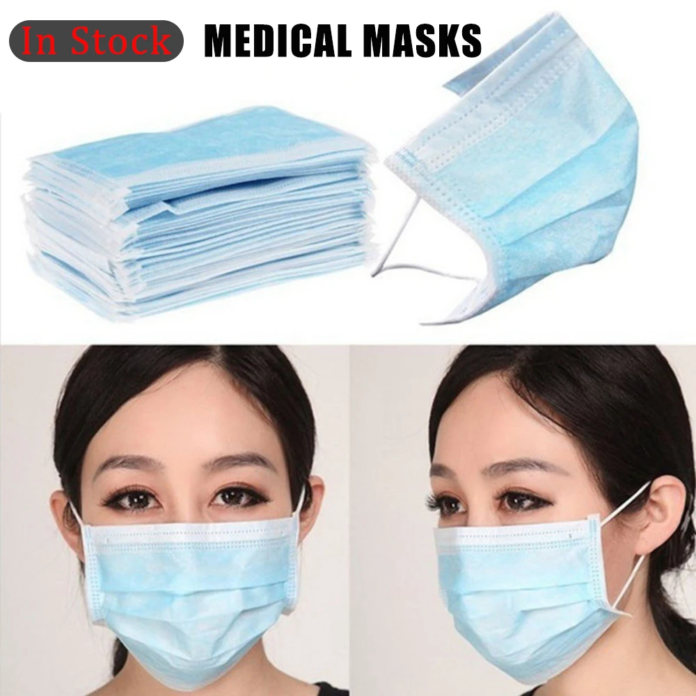 

3 Layer Disposable Medical Mask Sterilization Sanitary Masks Anti Dust Breathable Earloop Protective Mouth Face Mask Fast Ships