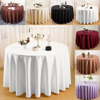 

Exquisite Round Tablecloth 2.2m Length Solid Color Polyester Tablecloth Table Cover Cloth Banquet Wedding Party Decor HOT