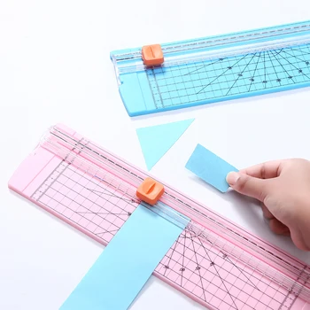 

Portable Precision Paper Cutter Safety Cutting Mat Ruler for A4 A5 Paper Photo Label Scrapbooking Trimmer for Office School Kids