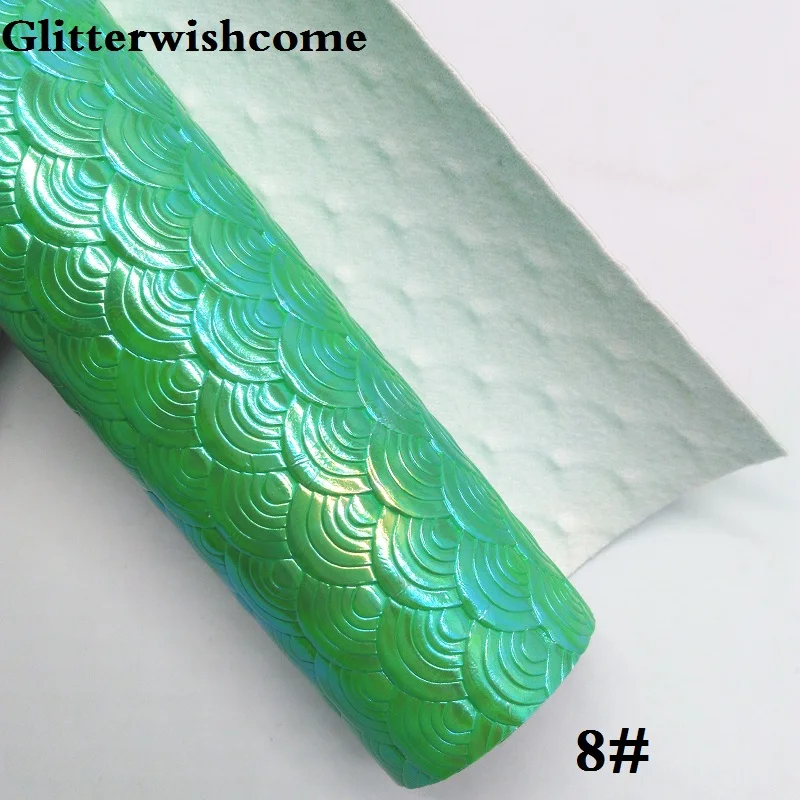 8 Glitterwishcome 21X29 см A4 размер винил для бантов тиснение Русалка рыбья зернистая кожа Fabirc искусственная кожа листы для бантов, GM083A - Цвет: 8