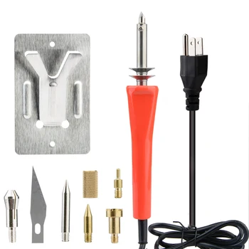 

Pyrography Tool DIY Craft Woodburning Solder Pen Wood Burning Pen Electric Soldering Iron Tool Set with Spare Brass Tips