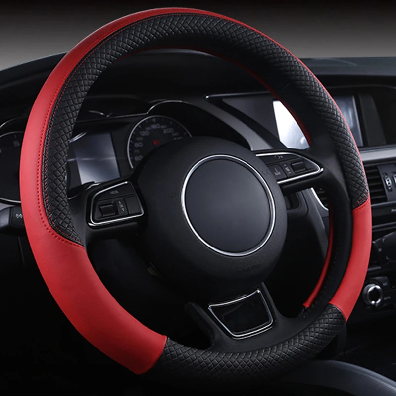 Universal Car Steering Wheel Cover Braid Leather Anti-Slip 8 Color Car-styling Auto Accessories