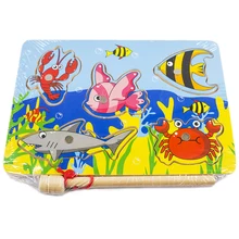 3D Детские Деревянные Монтессори магнитные рыболовные игры доска головоломки детские игрушки-пазлы для Детей Забавные развивающие подарки на день рождения