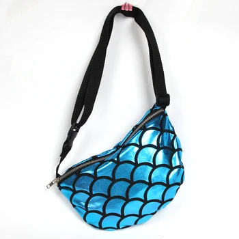 

Zipper Closure Soft Small Money Wallet Multi Use Fish Scale Look Travel Bag Holiday Fashion Belt Pouch Waist Bag Washable