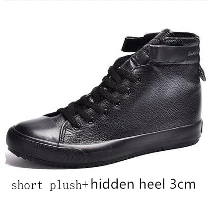 Black White High Top Sneakers Men Ankle Boots Comfort Leather Shoes Men Casual Trainers Elevator Shoes for Men Flats 3cm 8cm 11