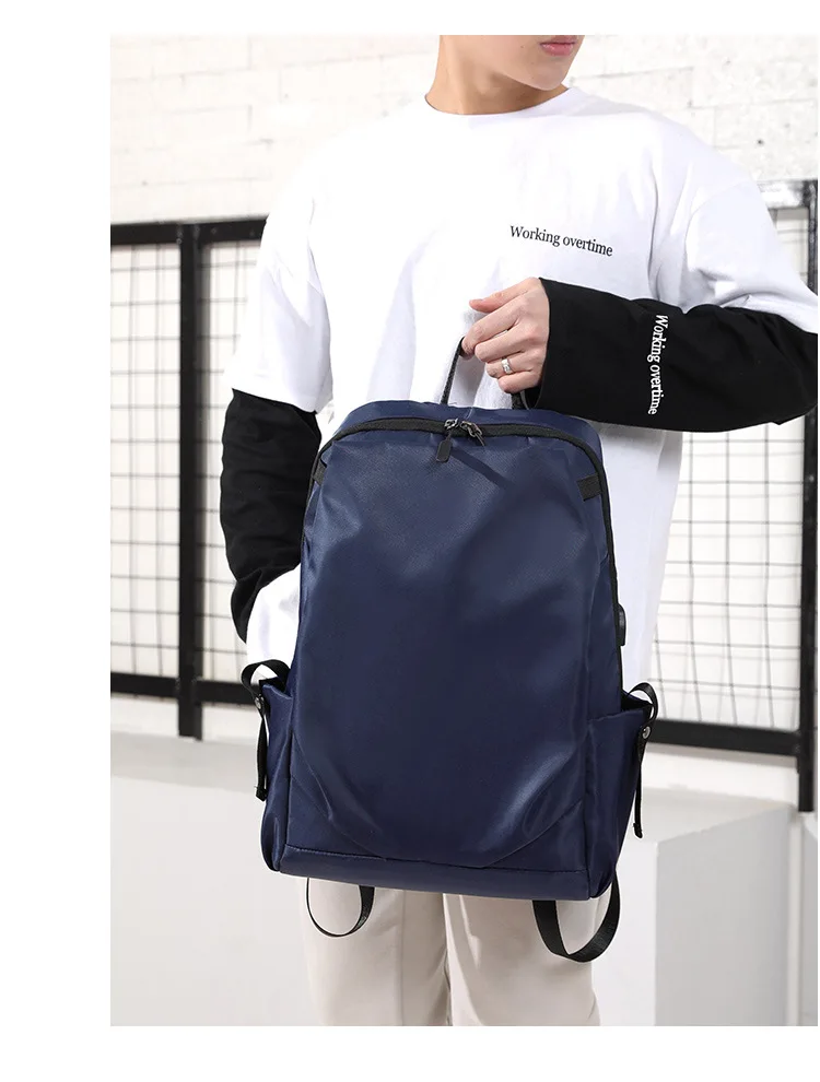 15.6 inch Laptop Backpack Men Waterproof Travel Business USB Backpacks Students School Back Pack Bag Black Grey Leisure Rucksack (27)