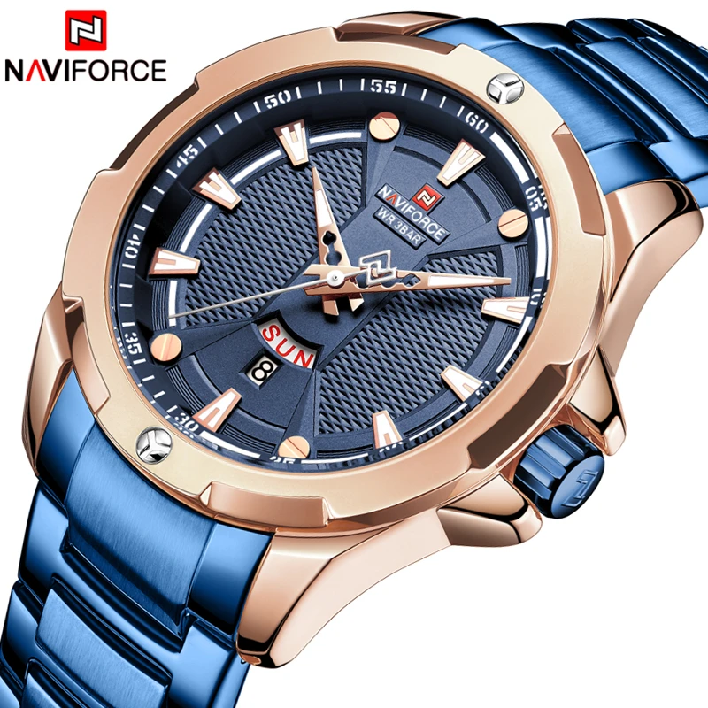 Часы наручные NAVIFORCE Мужские кварцевые брендовые Роскошные модные спортивные