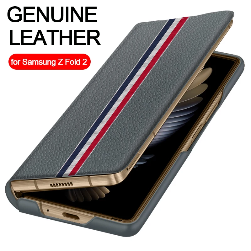 Luxury Genuine Leather For Samsung Galaxy Z Fold 2 5G Fold2 Case Original Ultra Thin TB Limited Edition Folding Flip Cover