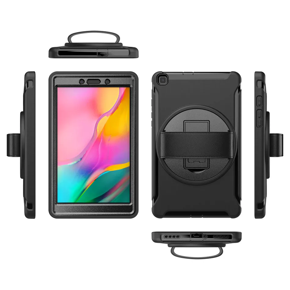 Защитный чехол для samsung galaxy tab A 8,0 SM-T290, для SM-T295 T297 с поворотом на 360 градусов с подставкой+ ремешок на руку