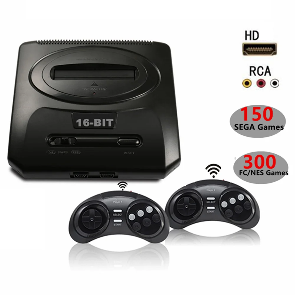 Mega Drive Genesis MD2 Shape 16BIT HD Ultra игровая консоль беспроводной контроллер включает 450 игр