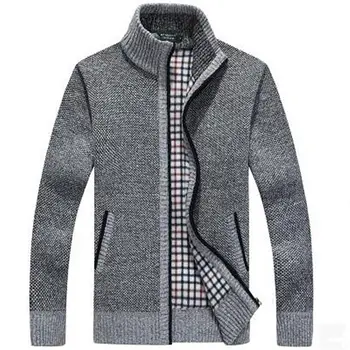 

Men's Sweater Male Jacket Fleece Sweaters Autumn Winter Warm Sweatercoat Cardigans Men Slim Zipper Clothing Pockets Knit Outwear