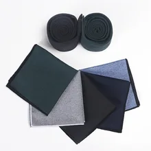 Чистый цвет хлопок галстук квадратный набор полотенец монохромный Имитация шерсти галстук 6 см Корейская версия повседневный хлопок и лен галстук