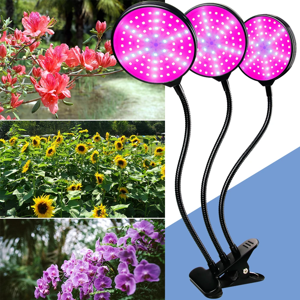

LED Timing function Plant Lamp USB Clip Phyto Light LED Seedling Fito Lampy 15W 30W 45W Flower Hydroponics System Growing Tent