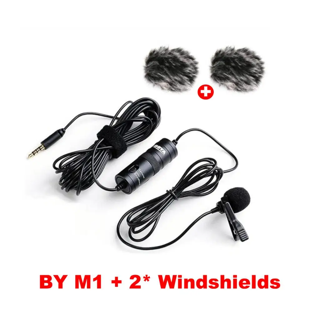 BOYA BY-M1 петличка микрофон петличный всенаправленный конденсаторный микрофон для Canon Nikon Камеров,микрофоны для iPhone 7 6s plus DSLR видеокамеры Zoom H1 Zoom H1N аудио рекордер - Цвет: with 2 Windshields