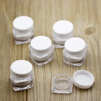 

10 Pcs/Set Transparent Small Square Bottle 3g Cosmetic Empty Jar Pot Eyeshadow Lip Balm Face Cream Sample Container refillable