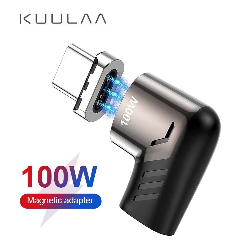Магнитный адаптер KUULAA 100 Вт USB Type-C штекер-USB C гнездо, магнитный разъем для Mackbook Pro Huawei USB-C Прямая поставка