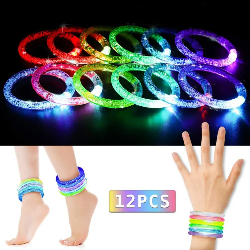 

12pcs/set Luminous Bracelet Glow Sticks Lighting Bracelets Flashing Bangle Lights Bracelets For Kids Birthday Party Disco Decor