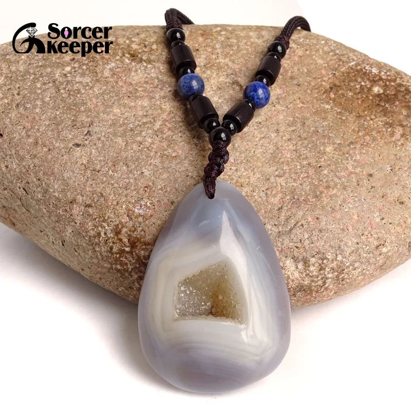 

Real Natural Stone Polished Agates Geode Quartz Crystal Cluster Treasure Bowl Specimen Pendant Necklace For Jewelry Making BC692