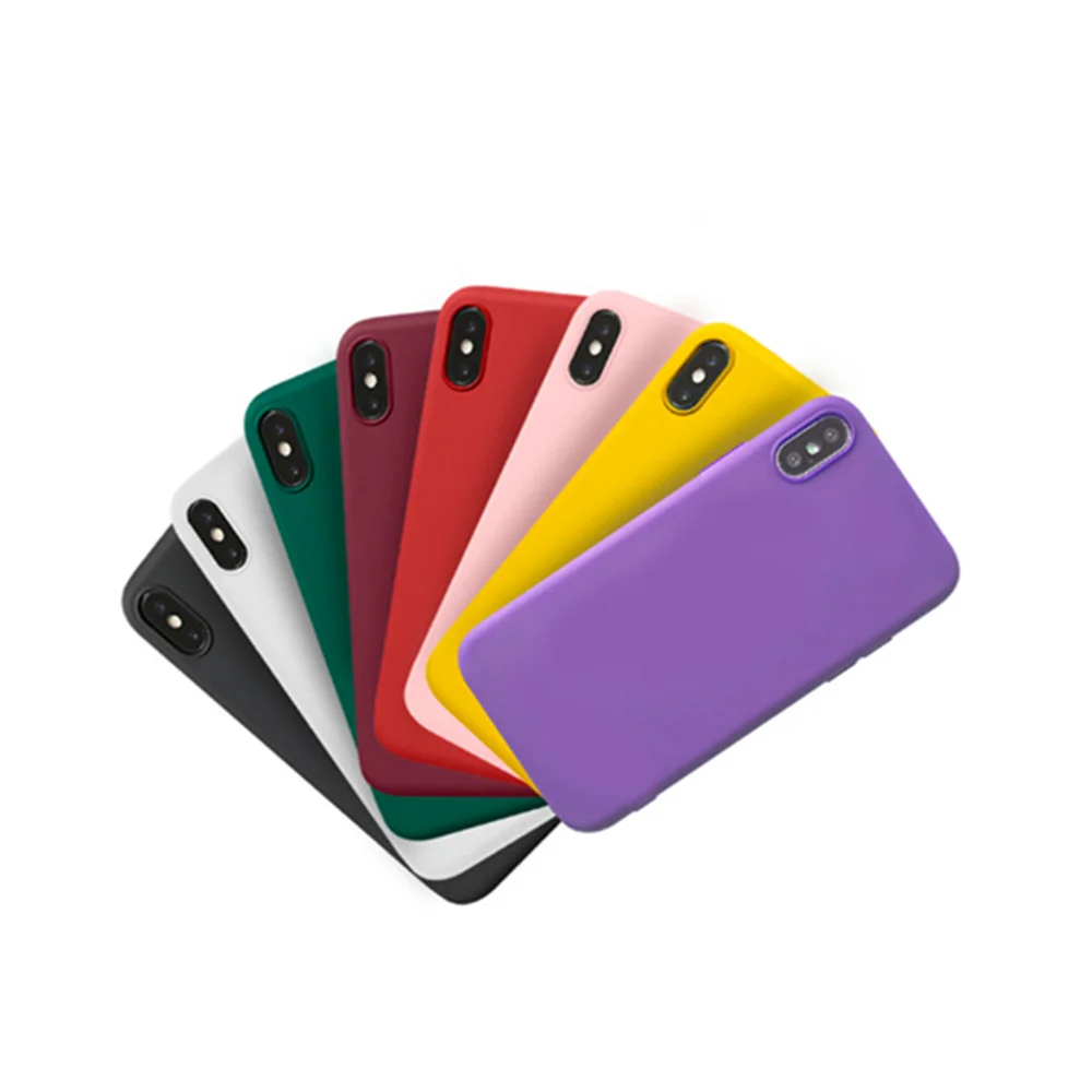 

Soft TPU Shell Cover Silicone Solid Color Case for iPhone 7/8 plus X XR XS MAX