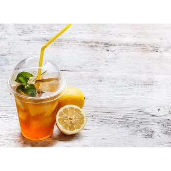 

100 pcs Disposable Plastic Cups with Dome Lids for Juice Coffee Milky Tea Party Weddings supplies Transparent Plastic Cup