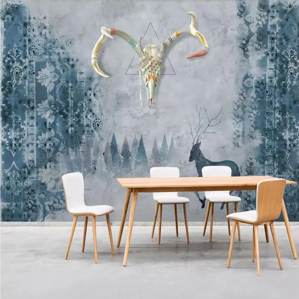 

Dropship Custom Wallpaper Mural Abstract Nostalgic Pastoral Elk Forest Landscape Background Wall Painting Decorative Wallpaper
