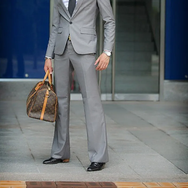 Spring and Summer New Men's Micro-bell pants Business Casual Korean version of Slim trousers Men's Solid color Non-iron trousers