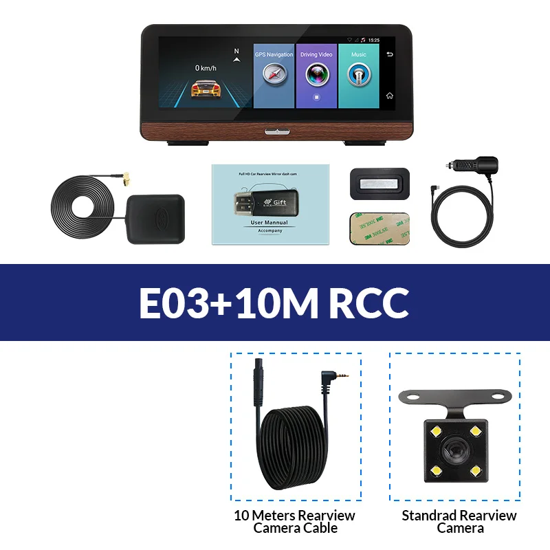 E03-10M RCC E-ACE E03 автомобильный gps-навигатор 4G Автомобильный видеорегистратор Камера заднего вида с двойным объективом 8 дюймов Android 5,1 ADAS видео рекордер навигаторы - Название цвета: E03-10M RCC