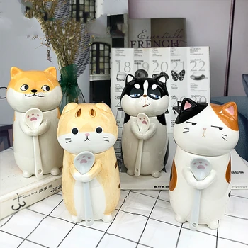 

Lovely Dog Mug Funny Tea Cups and Mugs with Spoon Lid 275ml/400ml Water Bottle Coffee Mugs Creative Cartoon Husky Cute Mugs