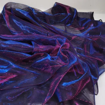 

Evening Dress Fabric Metallic Flashing Rridescence Mesh Magic Color Wedding Cosplay Material