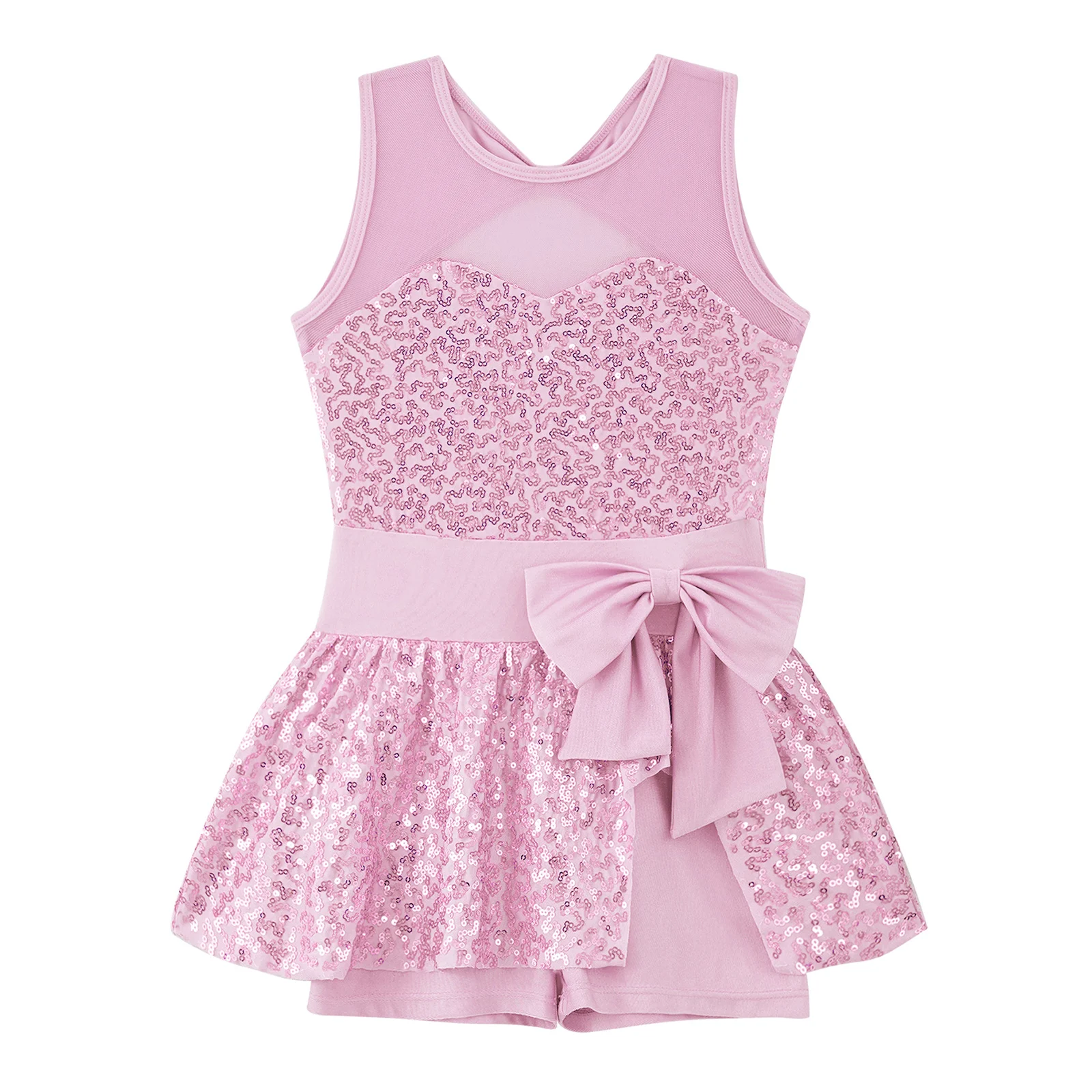 Girls Shiny Sequins ߷ ü Unitards Dress Bowknot Ʈ ҷο       Performance Wear