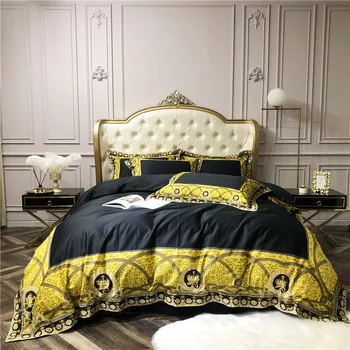 

Luxury 1000TC egyptian cotton Queen King Bedding Set Bed cover Bedsheet Duvet Cover High-end sample room Bed set parure de lit