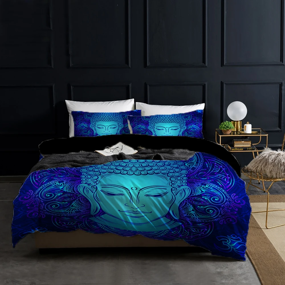 

Buddha Statue Gedruckt Bettwäsche Set 3D Bettbezug Kissenbezug Einzigen Doppel Quilt Abdeckung Königin König Hause Textilien 2/3