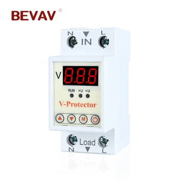 

63A 230V Din rail adjustable over under voltage protective protector relay protection, digital electric voltage protector