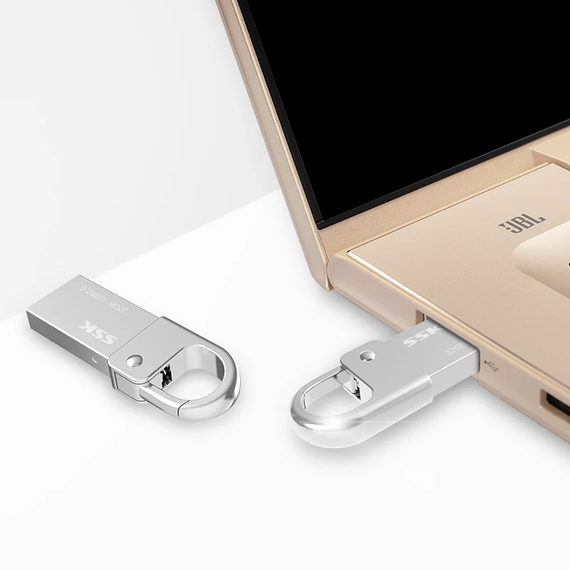 USB флеш накопитель SSK SFD257 2 0 8 ГБ 16 32 металлическая ручка кольцо для ключей