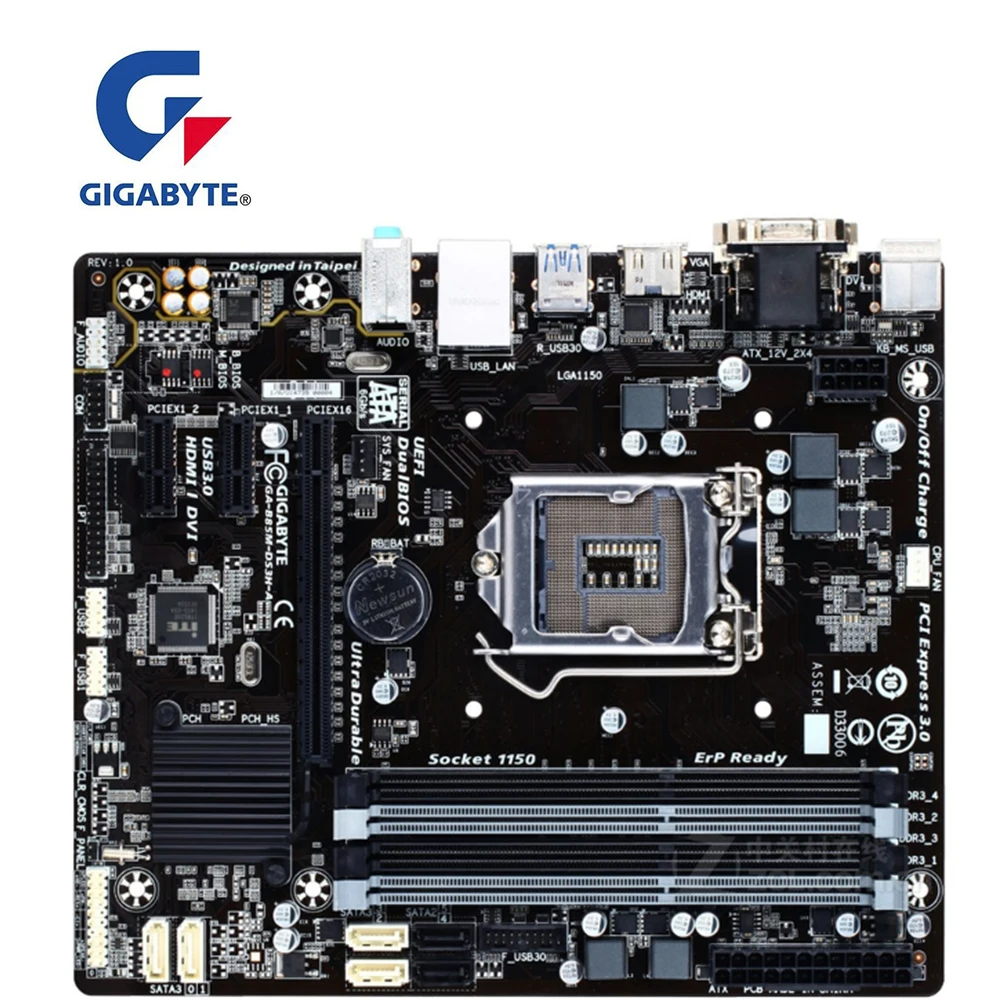 Материнская плата для GIGABYTE GA-B85M-DS3H-A Socket LGA1150 DDR3 Intel B85 B85M оригинальная б/у