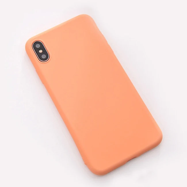 Оранжевый Силиконовый чехол для iPhone 11 11Pro Max X XS Max XR 7 6 6S 8 Plus, однотонные мягкие чехлы для пар - Цвет: Оранжевый