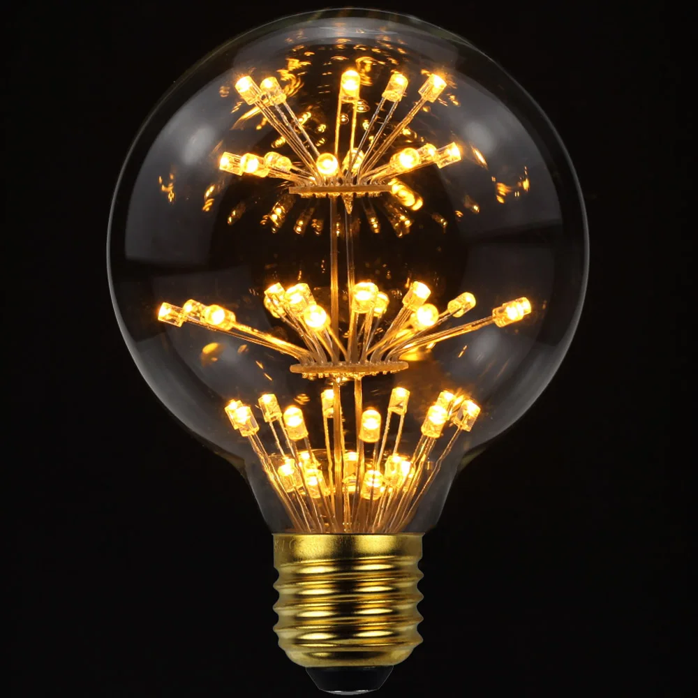 

TIANFAN Edison Filament Bulb Vintage Style G80 E27 Firework RGB Starry Light Bulb Holiday Decorative Bulb AC85-265V 3W