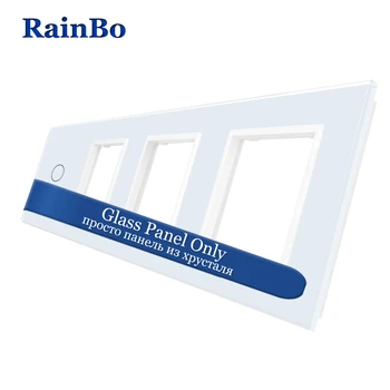 

RainBo 4Frame Luxury-Crystal Glass-Panel 1gang+0+0+0 touch-wall-switch-hole EU for-DIY-Accessories A491888W/B1
