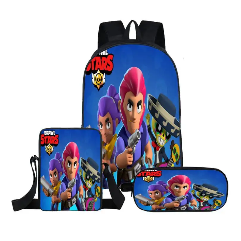 

Kids 3D Anime Pattern Book Bag Mochila Kids School Bag Pack Game Brawl Stars Backpacks for Boys Girls School Bags 3 Pcs